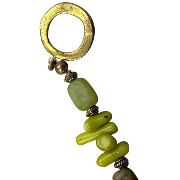 Green Stone Beaded Bracelet Toggle Clasp Chunky Boho Stretch Womens Earthcore - Picture 8 of 9